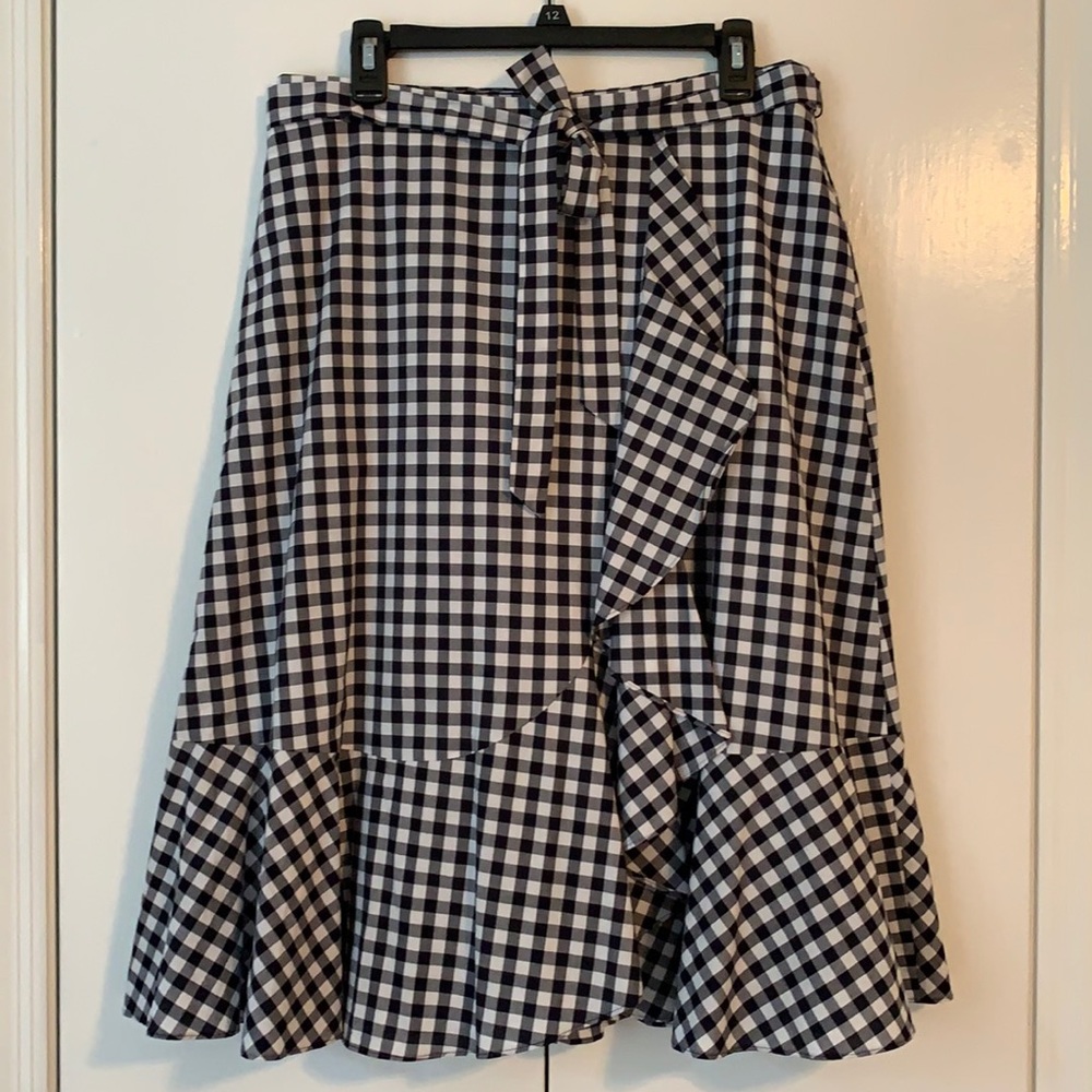 Talbots navy and white gingham skirt 12